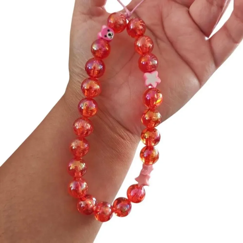 Handmade Pink Acrylic Beaded Phone Strap